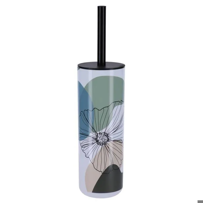 BROSSE WC+SOCLE EN PLASTIQUE-BAMBOU IMPRIME FLEURS