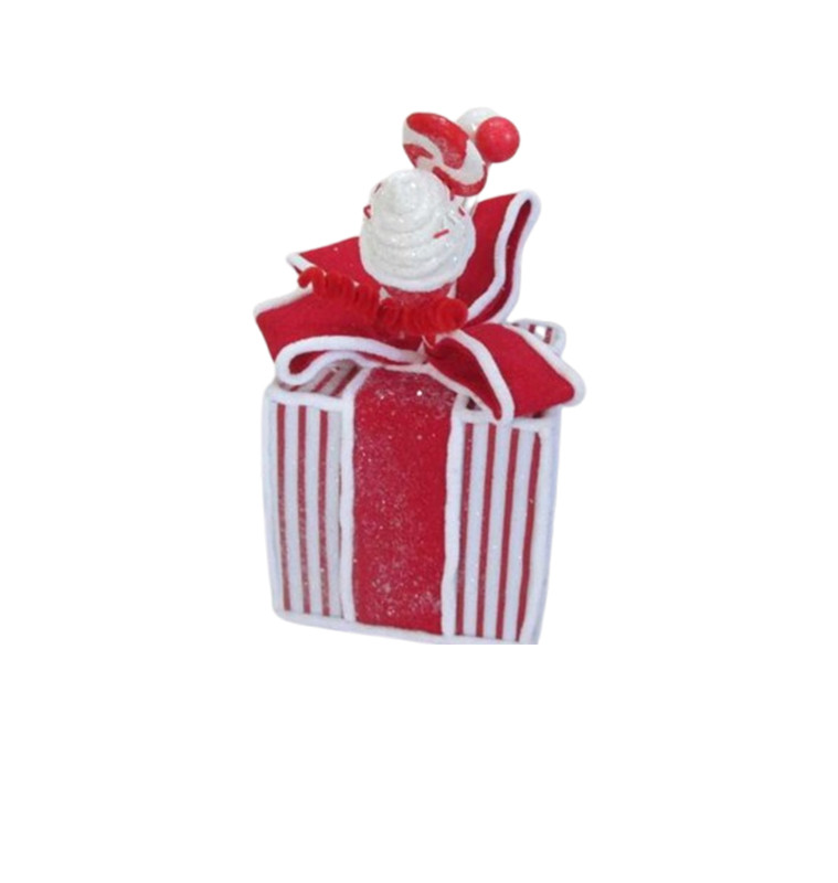 Noel paquet cadeau deco sucette-cupcake-rouge-blanc-16x16x32cm