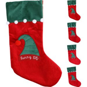 Noel chausson-53cm-en feutrine-rouge-vert