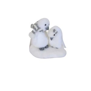Noel couple de pingouin-17cm-blanc-gris