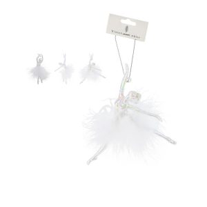 Noel deco a suspendre danseuse de ballet formes asst-blanc