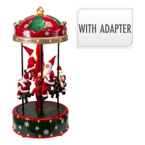 Noel scène animée caroussel 4 figurine +chevreaux-vert-rouge