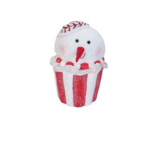 Noel tête de bonhomme de neige sur gâteau-rouge-blanc-16x16x28cm