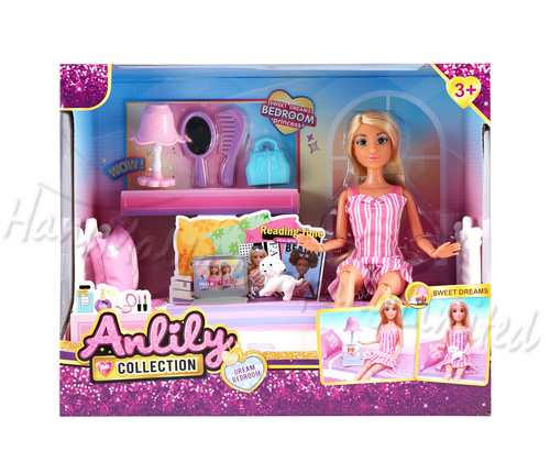 Poupée dans sa chambre anlily+ accessoires +3ans