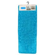 TAPIS DE SDB-45X120CM EN MICROFIBRE-FORME GALET-BLEU CANARD