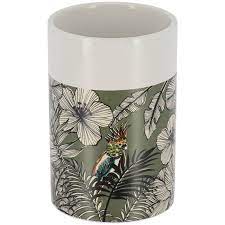 GOBELET DE DOUCHE EN DOLOMITE ROND IMPRIME JUNGLE FEVER VERT KAKI