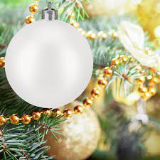 NOEL BOULE DE SAPIN-20 CM-EN PLASTIQUE BLANC MAT