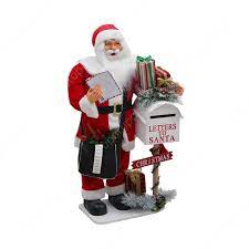 Noel père noël debout-100cm-lumineux boite aux lettres + paquet cadeau-rouge-blanc