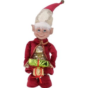 Noel elf télescopique -88cm-rouge-blanc + paquet cadeau
