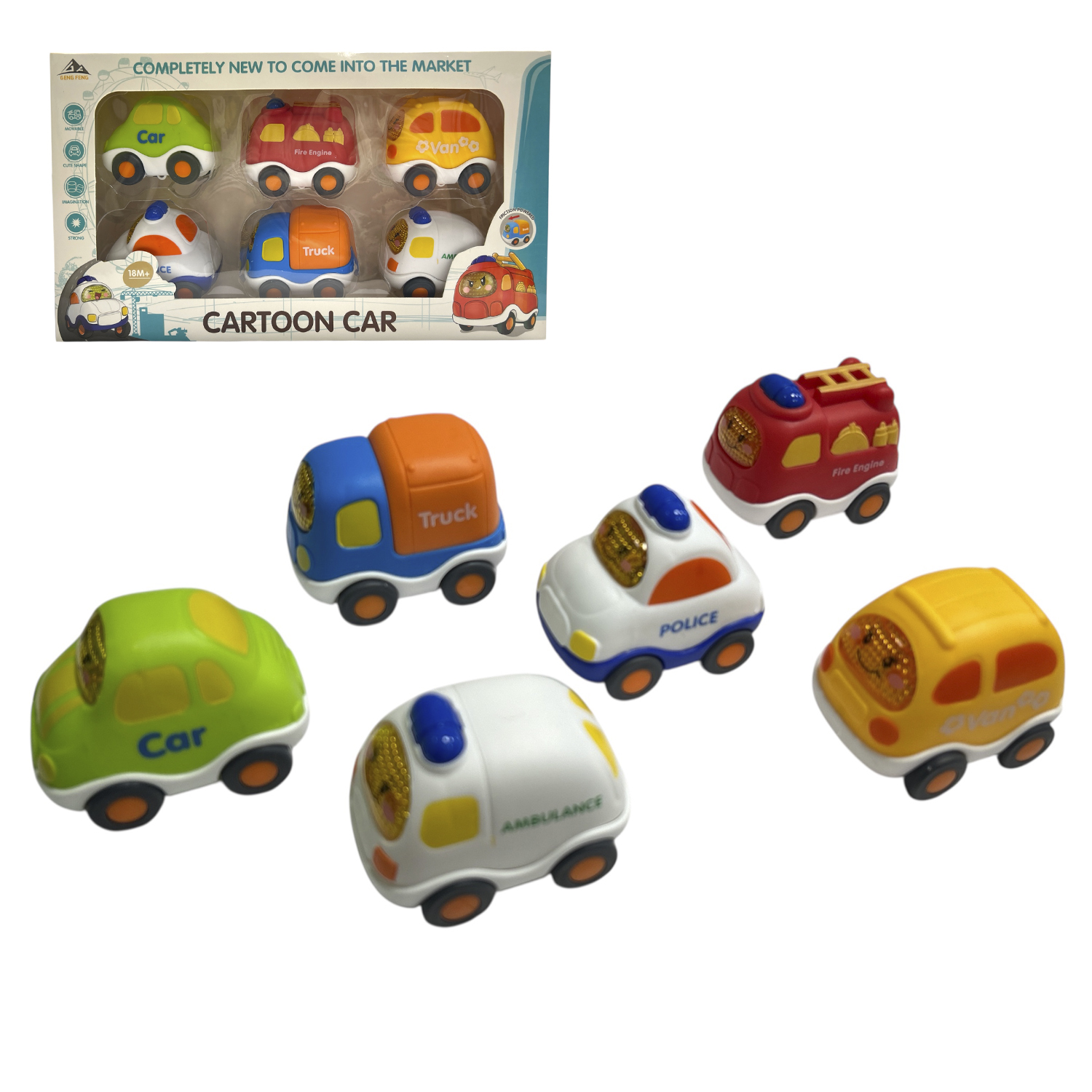 Voiture a friction-6pcs-cartoon ASST - Image 2