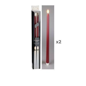 Bougie decorative lumineuse-38cm-2pcs-rouge