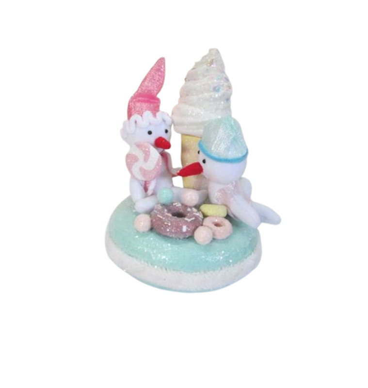 Noel 2 figurines sur macaron deco crème glace et bonbons-21x20x28cm - Image 2