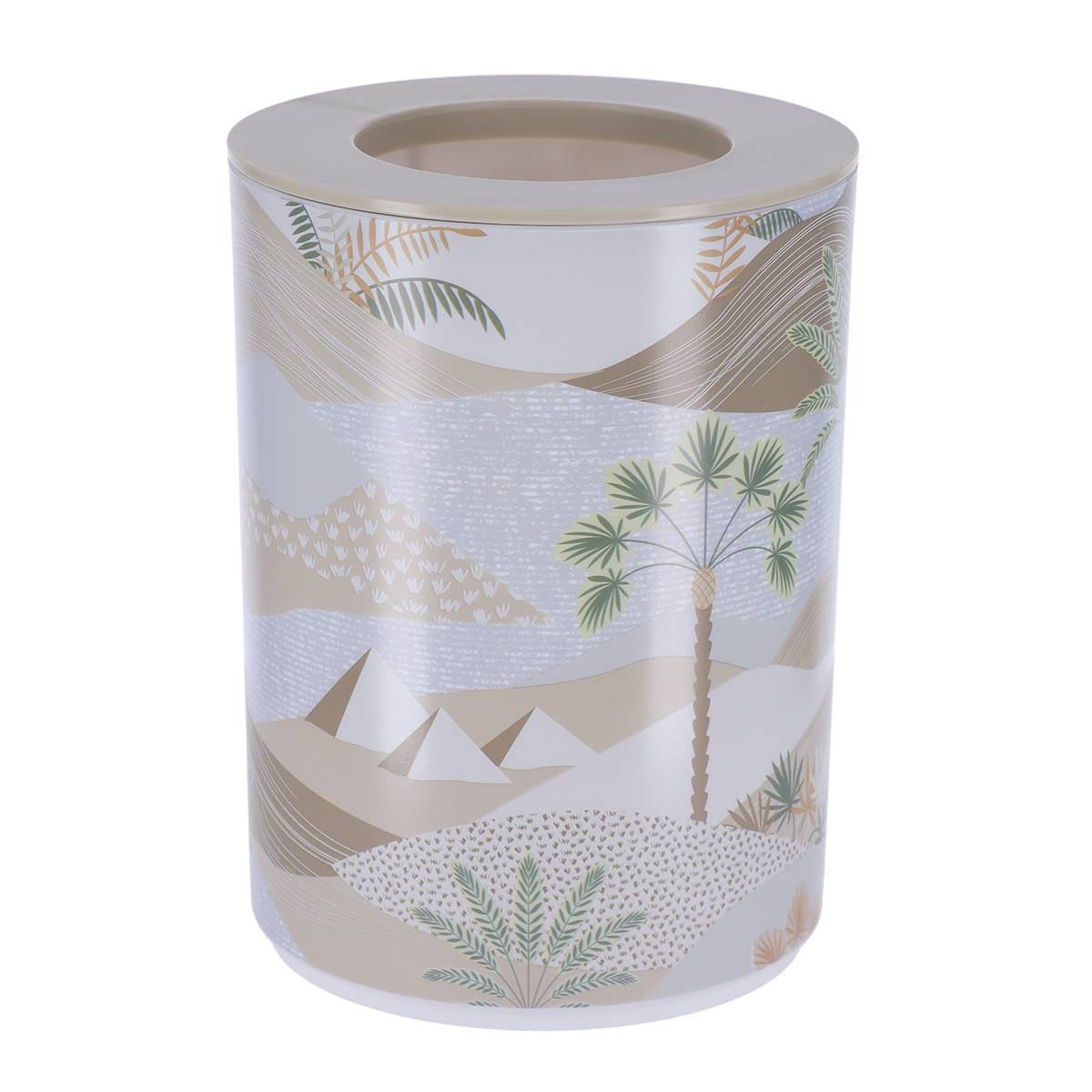 POUBELLE 5L-EN PLASTIQUE COUVERCLE EN BAMBOU LOUXOR