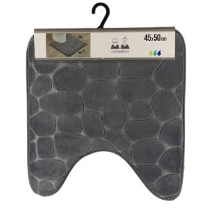 TAPIS CONTOUR WC-45X50CM-EN MICROFIBRE-GRIS FONCE 