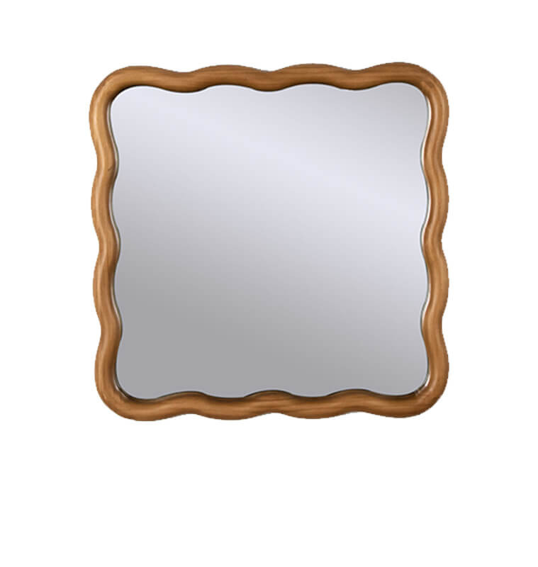 Miroir-51,5x51,5cm-carre torsade cadre en bois naturel