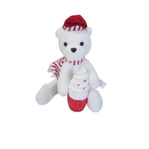 Noel ourson polaire assis peluche avec crème glacee-15x13x22cm