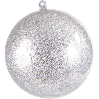 NOEL-BOULE DE SAPIN-20CM EN PLASTIQUE PAILLETTE-ARGENTE - Image 2