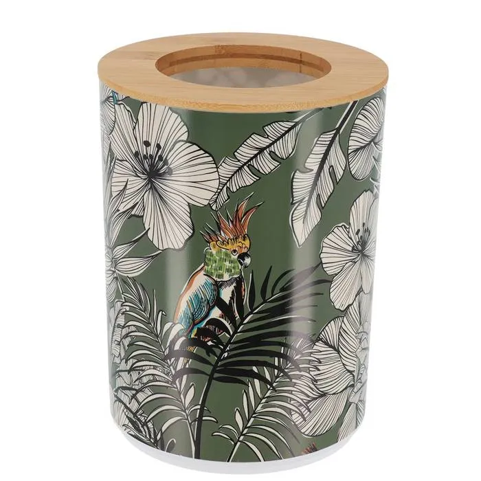 POUBELLE 5L-EN PLASTIQUE-IMPRIME JUNGLE VERT KAKI MULTI