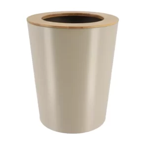 POUBELLE 5L EN PLASTIQUE-COUVERCLE EN BAMBOU-CAPPUCINO