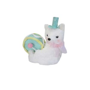 Noel renard-blanc assis avec son tambour-16x10x18cm