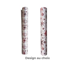 Noel étoffe decorative-36x270cm-brillant-blanc-flocons-rouges