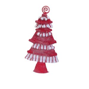 Noel sapin deco sucette et canne de bonbons-rouge-blanc-28x8x58cm