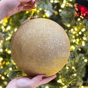 NOEL BOULE DE SAPIN-20 CM-EN PLASTIQUE PAILLETTE DORE