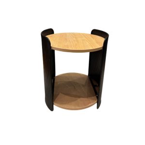 Table d'appoint en métal 2 plateaux en bois-40x40x48cm-noir-naturel