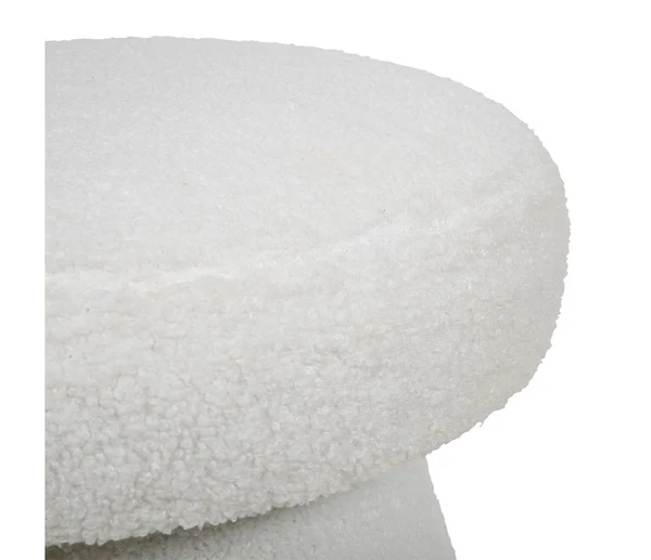 Pouf-43cm-forme champignon textile bouclettes-blanc - Image 4