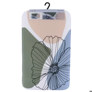 TAPIS DE SDB-45X75CM-EN MICROFIBRE-IMPRIME FLEURS