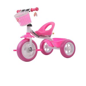 Tricycle sport panier +porte bagage-rose-blanc