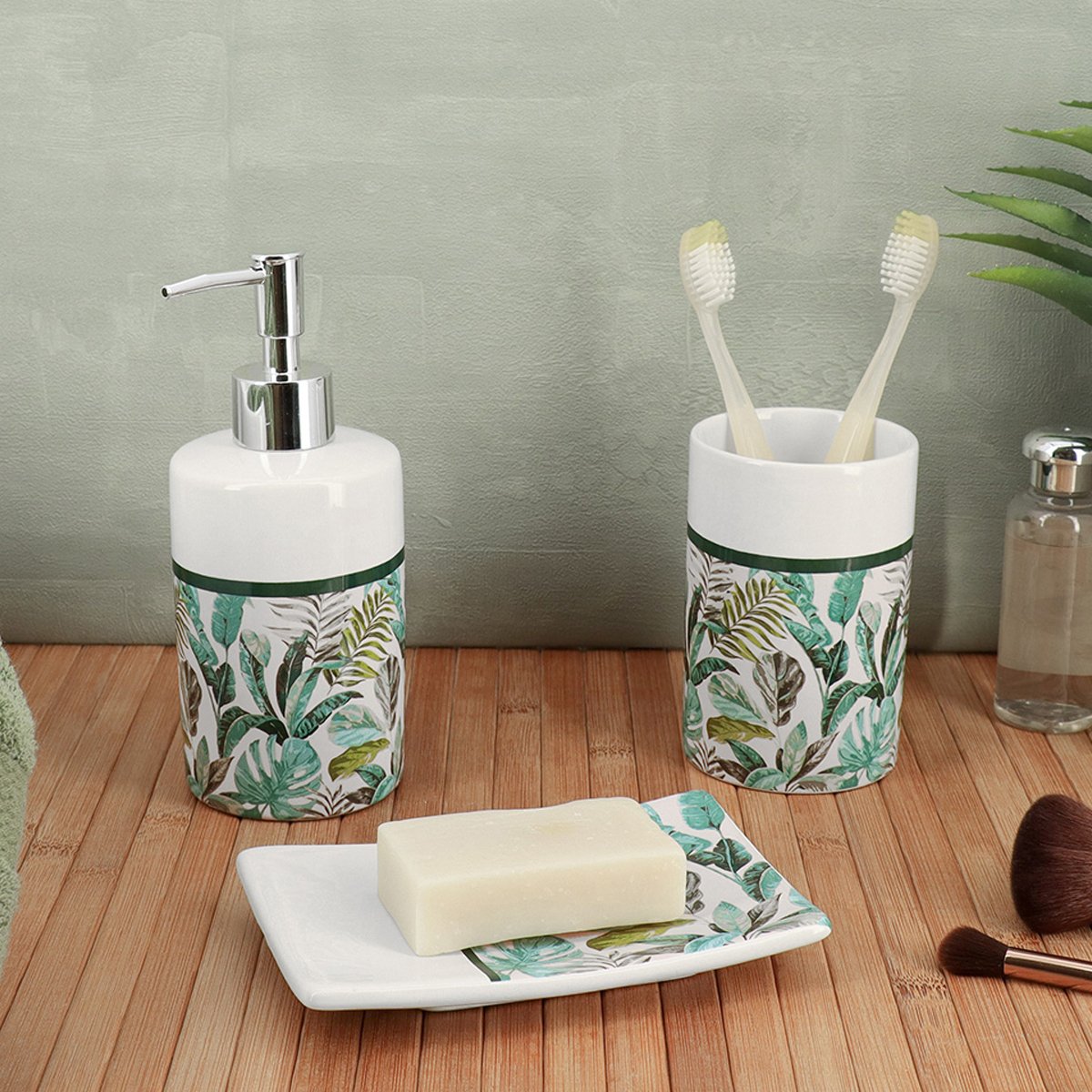 Gobelet de douche en dolomite rond imprime jardin d'hiver - Image 3