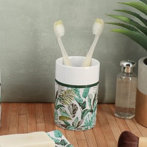 Gobelet de douche en dolomite rond imprime jardin d'hiver