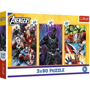 Puzzle-3x80pcs-days of action avengers +5ans