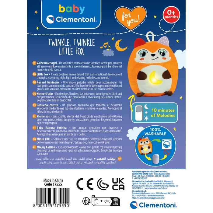 Clementoni baby peluche renard lumineux twinkle twinkle little fox +0mois - Image 2