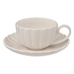 Tasse a café+ soucoupe en porcelaine-22cl-rany-blanc rayures