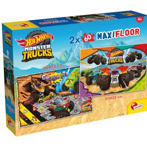 PUZZLE-2X60PCS-HOT WHEELS TRUCKS +4ANS