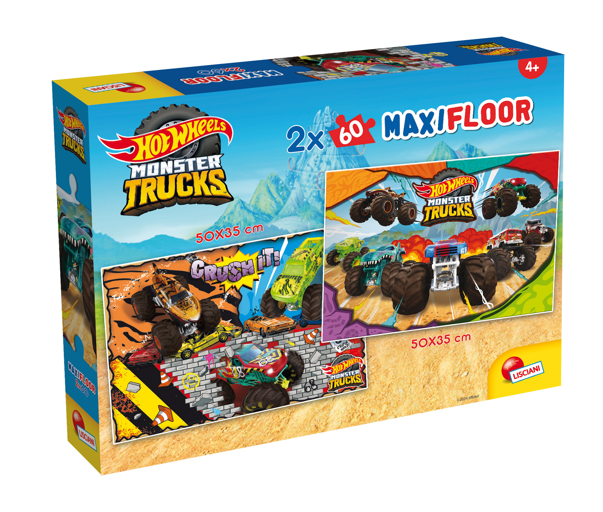 PUZZLE-2X60PCS-HOT WHEELS TRUCKS +4ANS