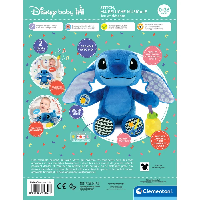 Clementoni Disney baby stitch ma peluche musicale-0-36mois - Image 5