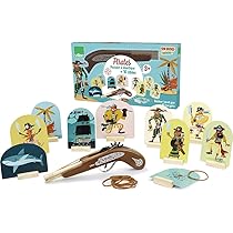 JEU PIRATES PISTOLET A ELASTIQUE+10 CIBLES+3ANS