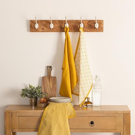 Torchon-45x70cm-3pcs-en coton imprime Paty moutarde-blanc – Image 4