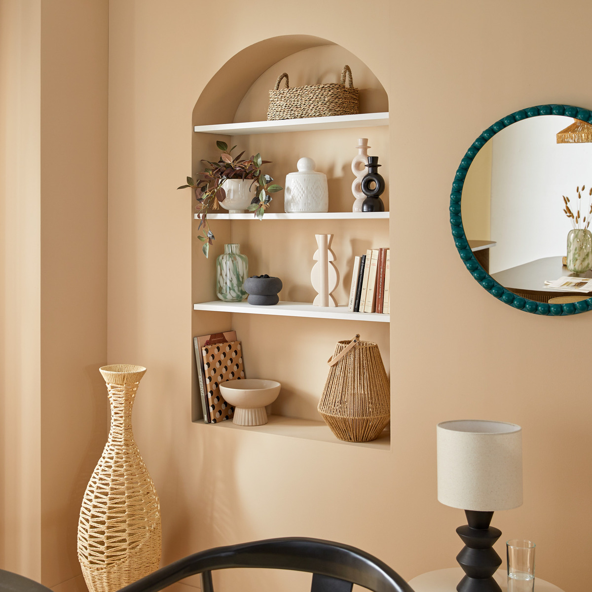 Coupelle sur pied en céramique ronde-22x14cm-taupe – Image 2