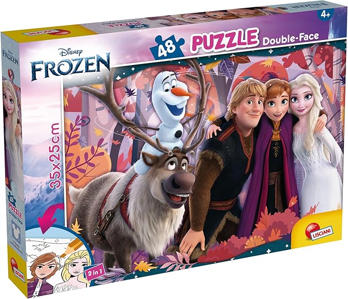 PUZZLE 48PCS-2EN1 FROZEN-35X25CM+4ANS