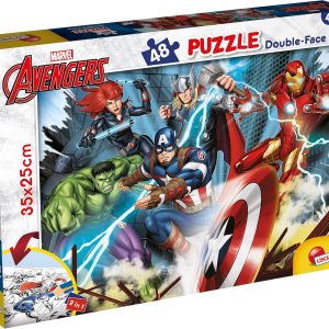 PUZZLE 48PCS 2EN1 AVENGERS-35X25CM+4ANS