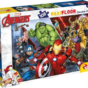PUZZLE-108PCS-AVENGERS 2EN1-70X50CM+4ANS