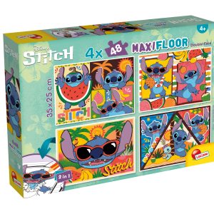 PUZZLE 4X48PCS-STITCH 2EN1-35X25CM+4ANS