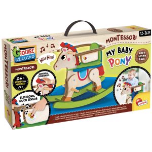 Jeu éducatif Montessori cheval a bascule pony en bois sons et mélodies-12-36mois