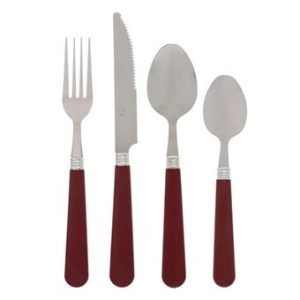 Ménagère-24pcs-en inox colorama manche-rouge
