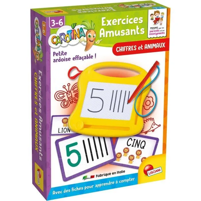 Jeu éducatif carotina exercices amusants chiffres et animaux -3-6ans