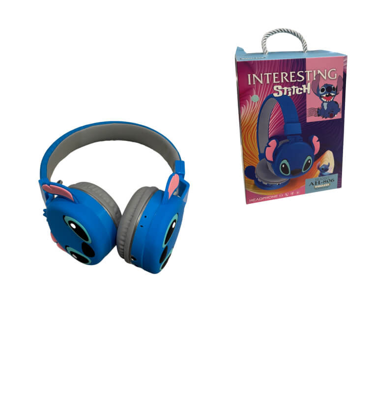 Casque sans fil+cable audio-80cm-stitch-bleu